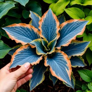 Хоста Океан Вью купить по цене от 960р. в интернет-магазине «Посадика» с доставкой почтой в в Судогдае и по всей России – [изображение №1].